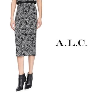 A.L.C. Silk Pencil Midi Skirt Crakle-Print design